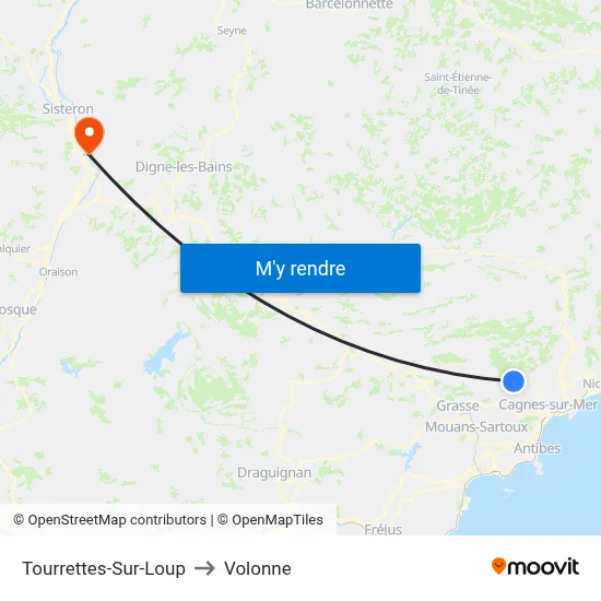 Tourrettes-Sur-Loup to Volonne map