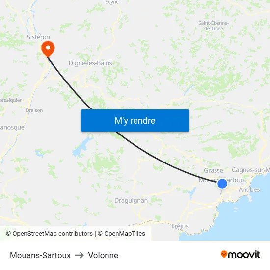 Mouans-Sartoux to Volonne map