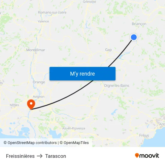 Freissinières to Tarascon map