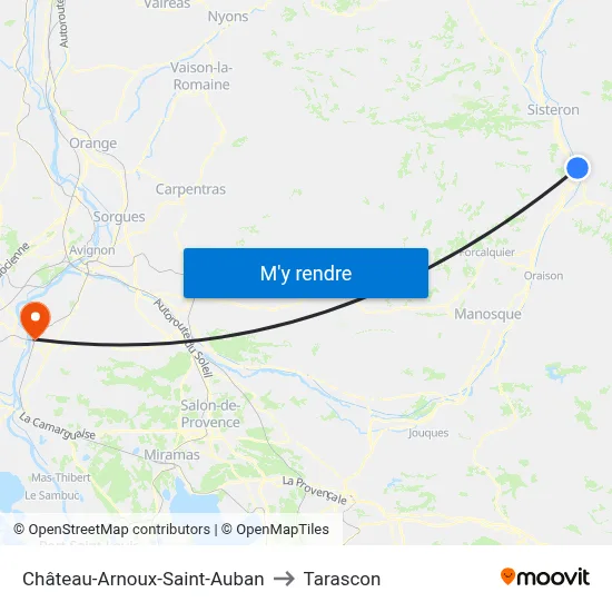 Château-Arnoux-Saint-Auban to Tarascon map