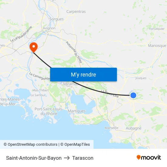 Saint-Antonin-Sur-Bayon to Tarascon map