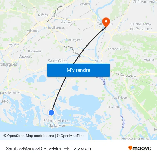 Saintes-Maries-De-La-Mer to Tarascon map