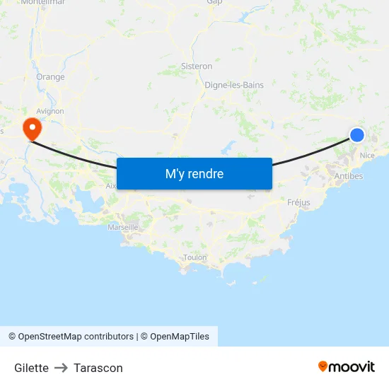 Gilette to Tarascon map