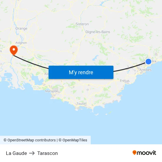 La Gaude to Tarascon map