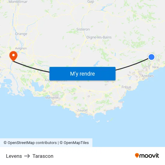 Levens to Tarascon map