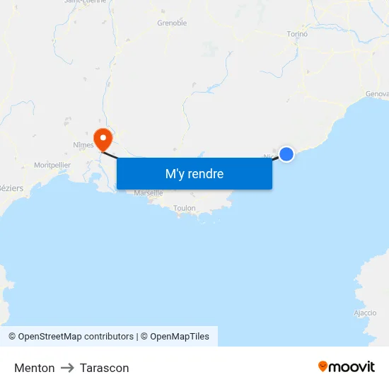 Menton to Tarascon map