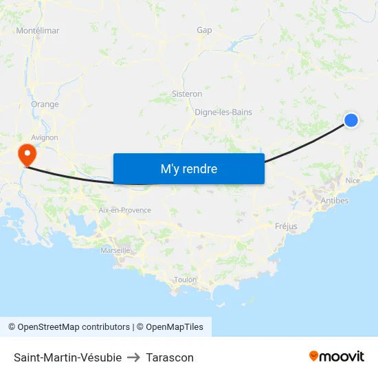 Saint-Martin-Vésubie to Tarascon map