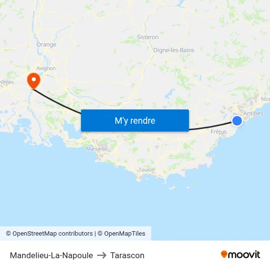 Mandelieu-La-Napoule to Tarascon map