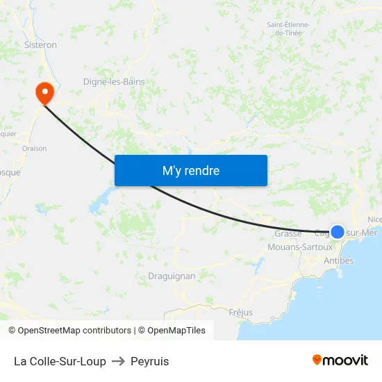 La Colle-Sur-Loup to Peyruis map