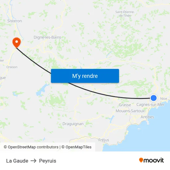 La Gaude to Peyruis map