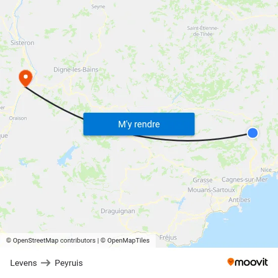 Levens to Peyruis map