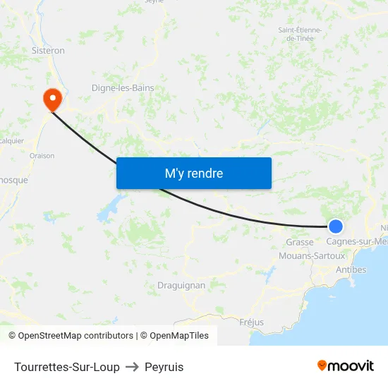 Tourrettes-Sur-Loup to Peyruis map