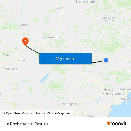 La Rochette to Peyruis map