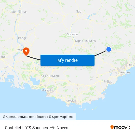 Castellet-Lã¨S-Sausses to Noves map