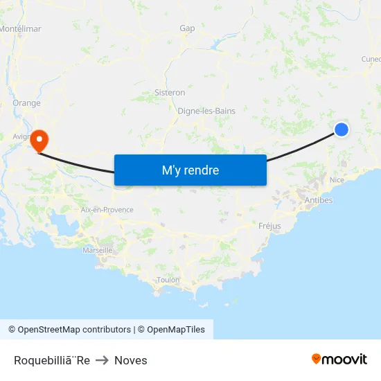 Roquebilliã¨Re to Noves map