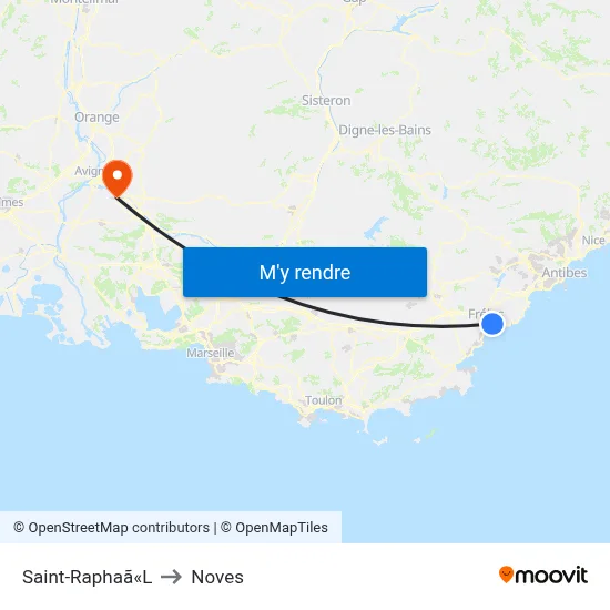 Saint-Raphaã«L to Noves map
