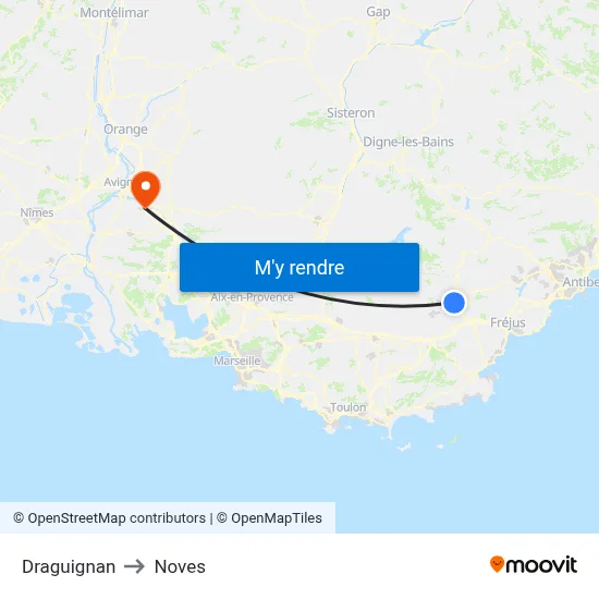 Draguignan to Noves map