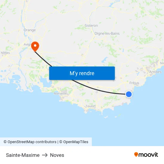 Sainte-Maxime to Noves map