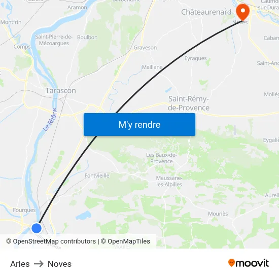 Arles to Noves map