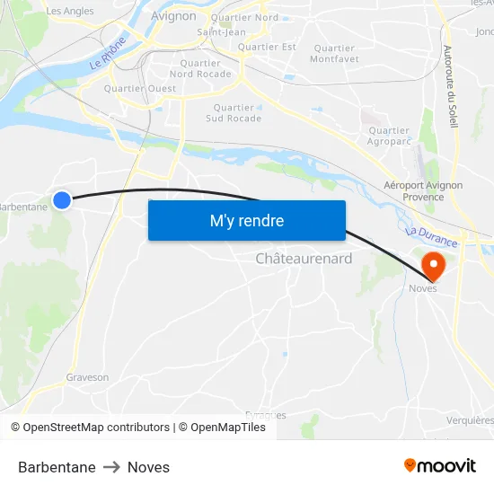 Barbentane to Noves map