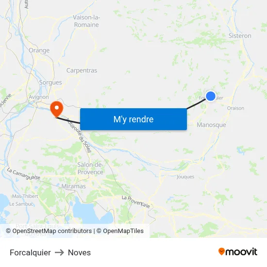 Forcalquier to Noves map