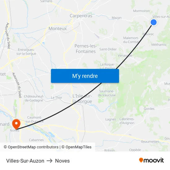 Villes-Sur-Auzon to Noves map