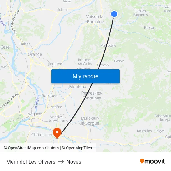 Mérindol-Les-Oliviers to Noves map