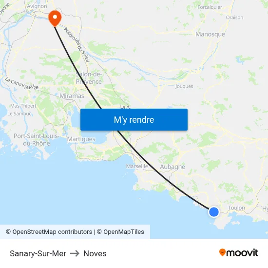 Sanary-Sur-Mer to Noves map