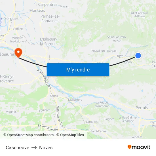 Caseneuve to Noves map