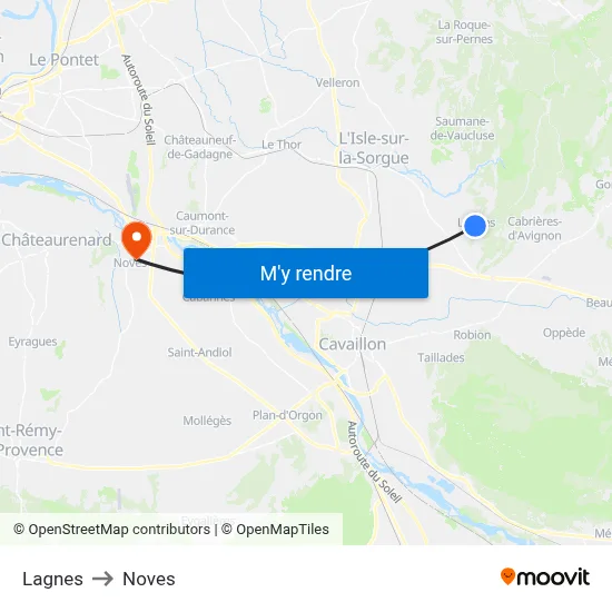 Lagnes to Noves map