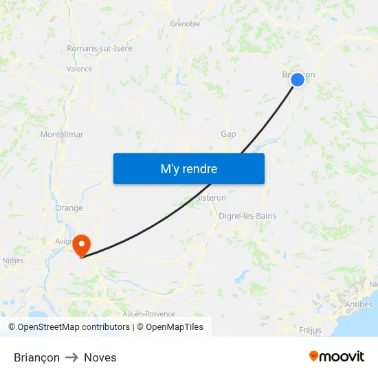 Briançon to Noves map