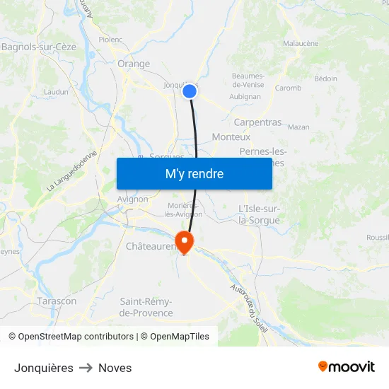 Jonquières to Noves map