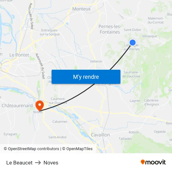 Le Beaucet to Noves map