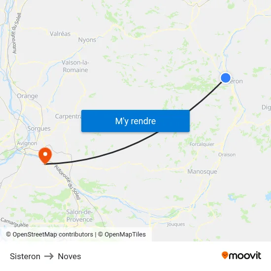 Sisteron to Noves map