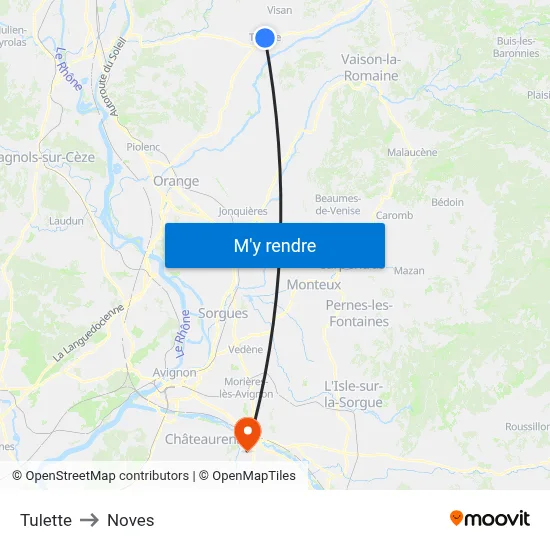 Tulette to Noves map