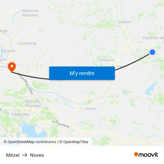 Mézel to Noves map