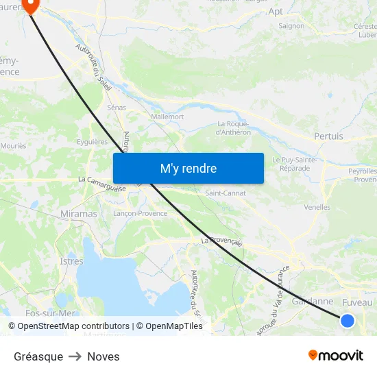 Gréasque to Noves map