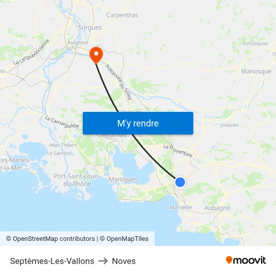 Septèmes-Les-Vallons to Noves map