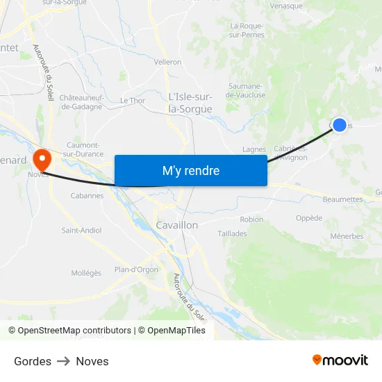 Gordes to Noves map