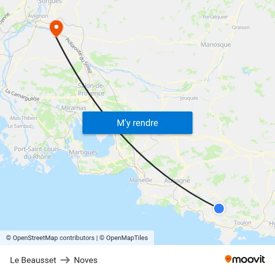 Le Beausset to Noves map
