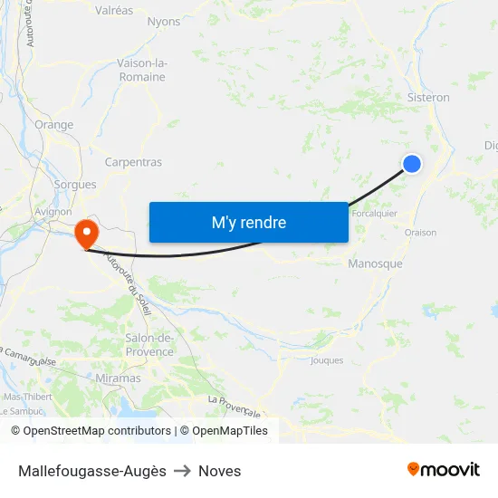 Mallefougasse-Augès to Noves map