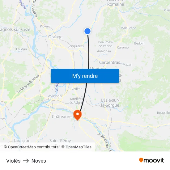 Violès to Noves map