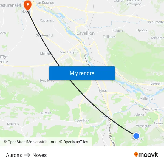 Aurons to Noves map