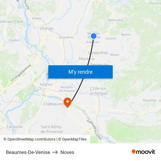 Beaumes-De-Venise to Noves map