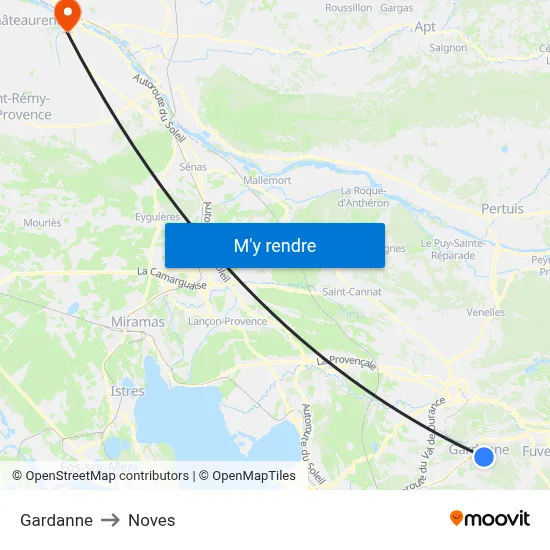 Gardanne to Noves map