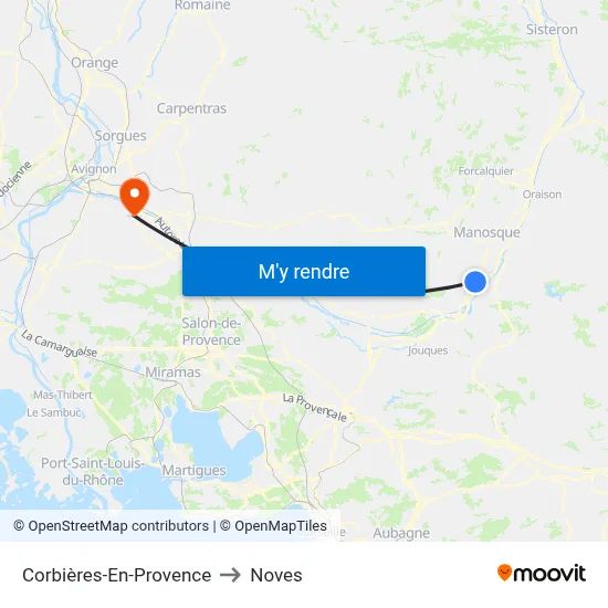 Corbières-En-Provence to Noves map