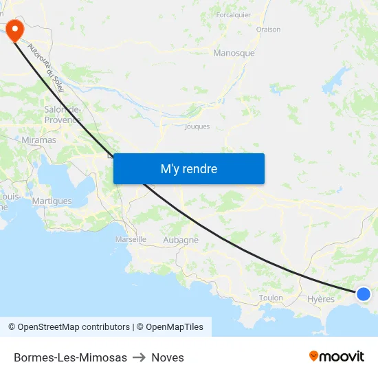 Bormes-Les-Mimosas to Noves map