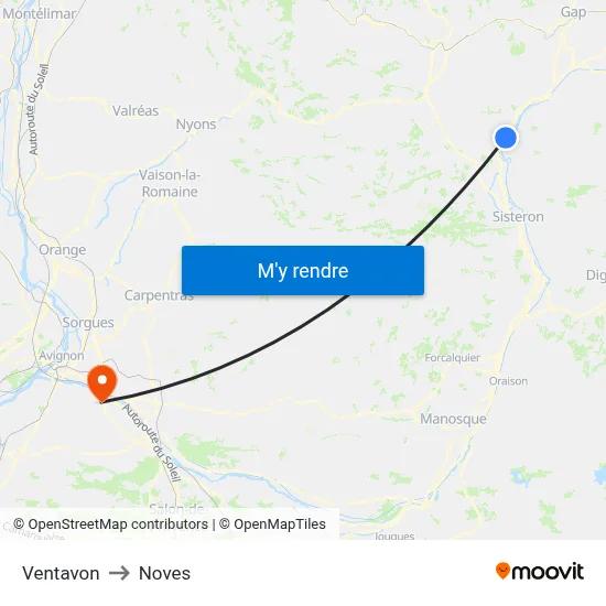 Ventavon to Noves map