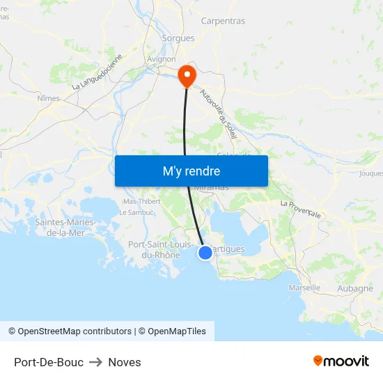 Port-De-Bouc to Noves map