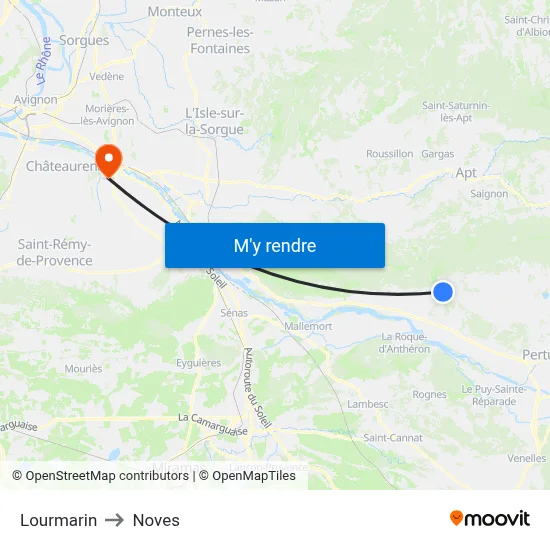 Lourmarin to Noves map
